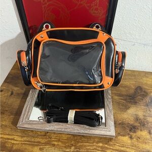 Black and Orange Kawai Kitten and Cat's Paw Design Bag